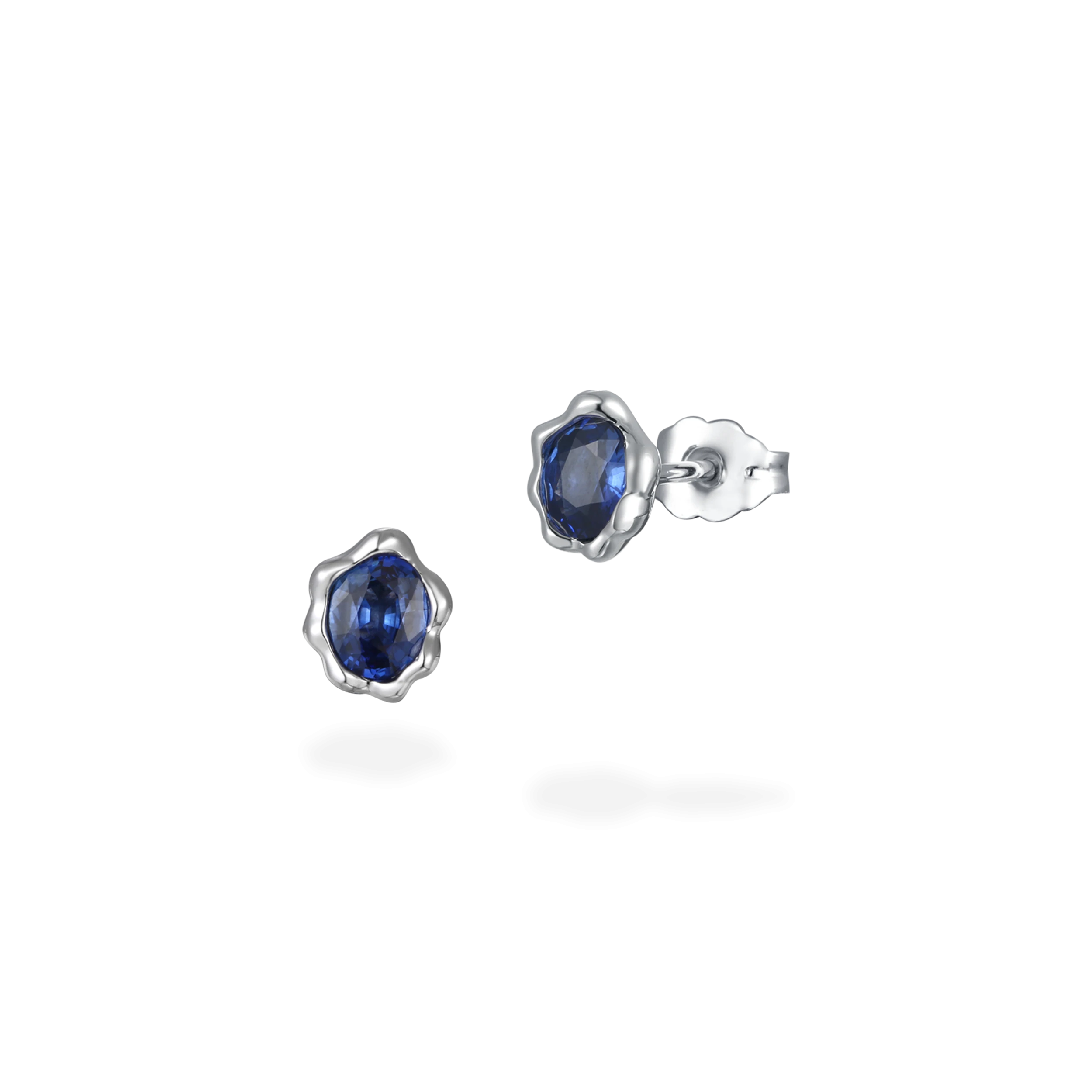 Melted gold blue sapphire earrings
